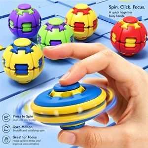 Press to Spin 2-in-1 Transformable Fidget Spinner Ball 360° Rotating Sensory Stress Relief Toy for Kids & Adults 7.5 × 7.5 cm Random Color Ages 6+